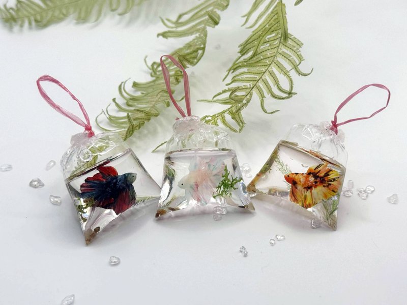 半月鬥魚 迷你撈魚袋 療癒小物 - 擺飾/家飾品 - 其他材質 橘色