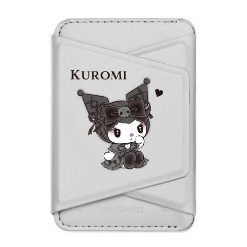 LANI's 風格防摔手機殼 Kuromi 酷洛米-銀色款 支架磁吸卡包 小牛皮感 手機支架