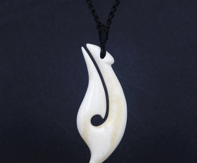 Bone Carving Maori Jewelry Fish Hook Necklace - XKCHIEF Handmade Jewelry