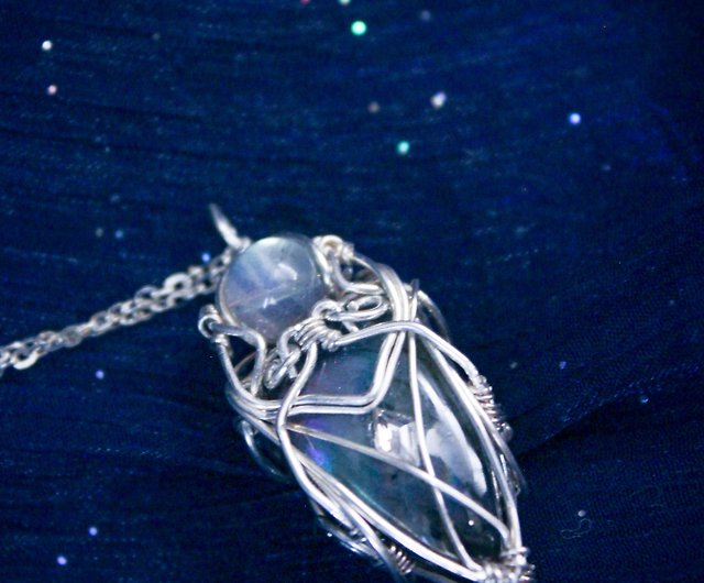 Sterling Silver Elvish Key Necklace Made With Swarovski Crystals