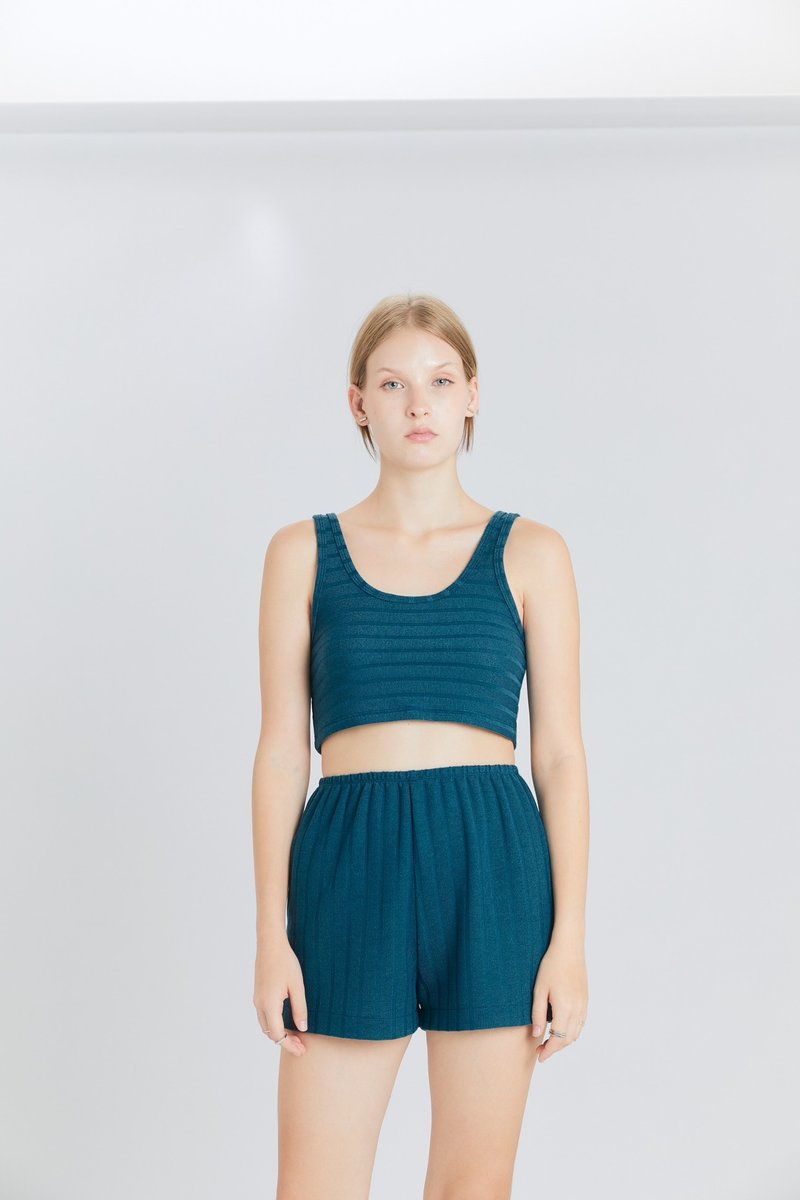 SPUN u neck crop - KNIT - Women's Tops - Cotton & Hemp Blue