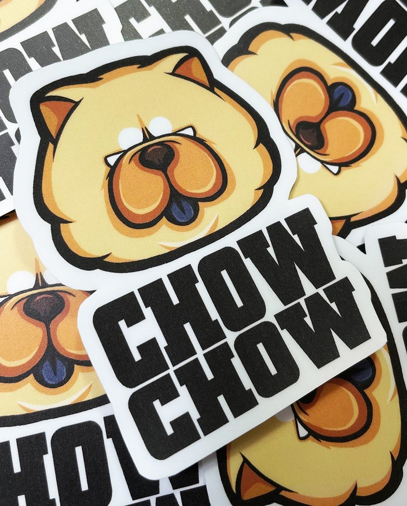 Q版鬆獅貼紙 鬆獅犬 -厚磅 超耐磨貼紙 防刮 防水貼紙 車貼 貼紙 - 貼紙 - 紙 橘色