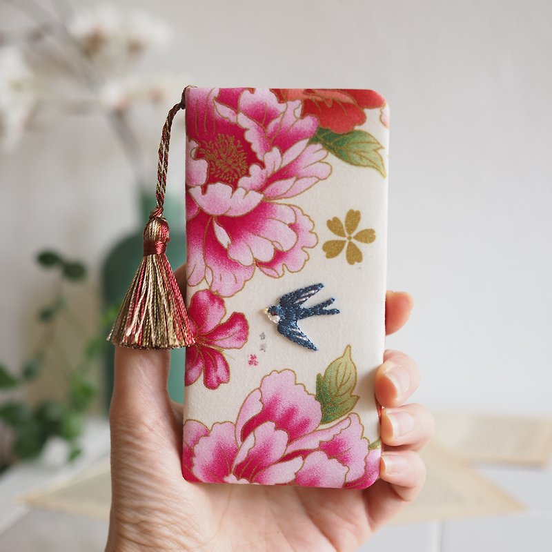 Taiwan flower cloth notebook type smartphone case (for all models) 46 [made to order] - เคส/ซองมือถือ - ผ้าฝ้าย/ผ้าลินิน หลากหลายสี