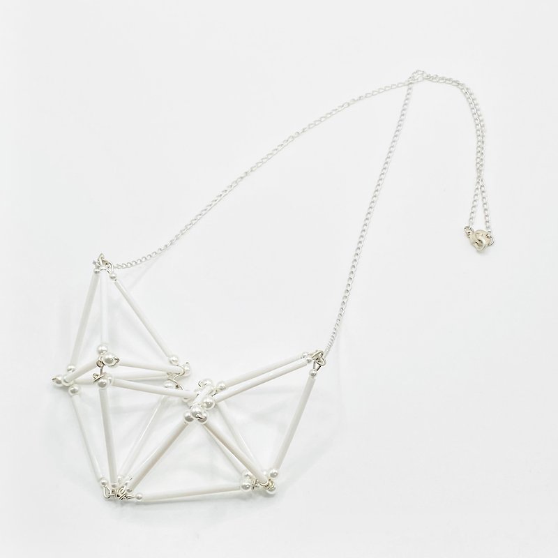3D Heart NECKLACE【White】 - 項鍊 - 玻璃 白色