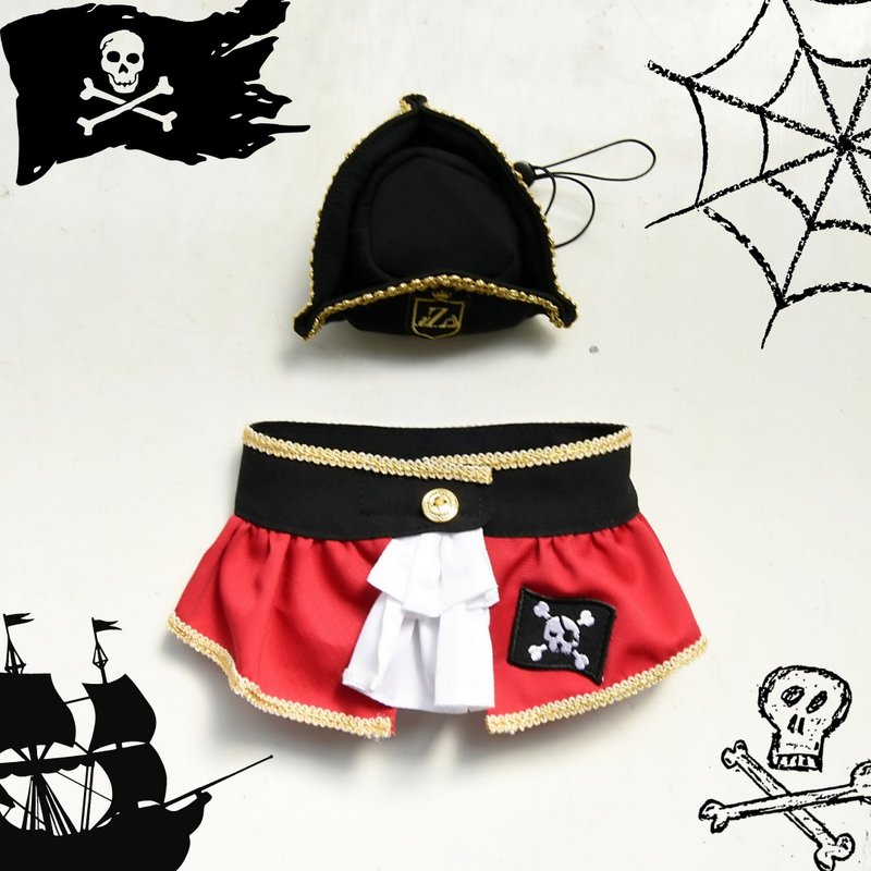 【ZAZAZOO】Pet Captain Hook Set - ชุดสัตว์เลี้ยง - ผ้าฝ้าย/ผ้าลินิน สีดำ