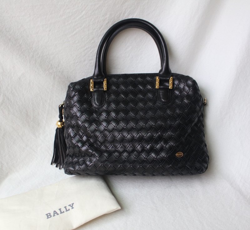 FOAK vintage/reserved/Bally dark gray sheepskin antique bag - กระเป๋าถือ - หนังแท้ 