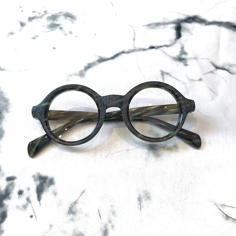 日本手做復古粗圓型眼鏡框 - 眼鏡/眼鏡框 - 其他材質 綠色