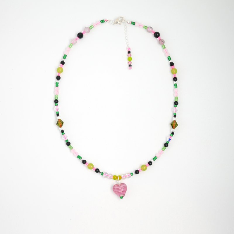 Hanami Dango glass bead necklace - สร้อยคอ - แก้ว สีเขียว