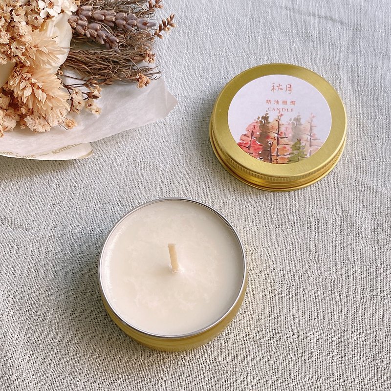 Qiuyue Compound Essential Oil Soy Wax Candle - Sleeping Fragrance to Relieve Stress - เทียน/เชิงเทียน - พืช/ดอกไม้ ขาว