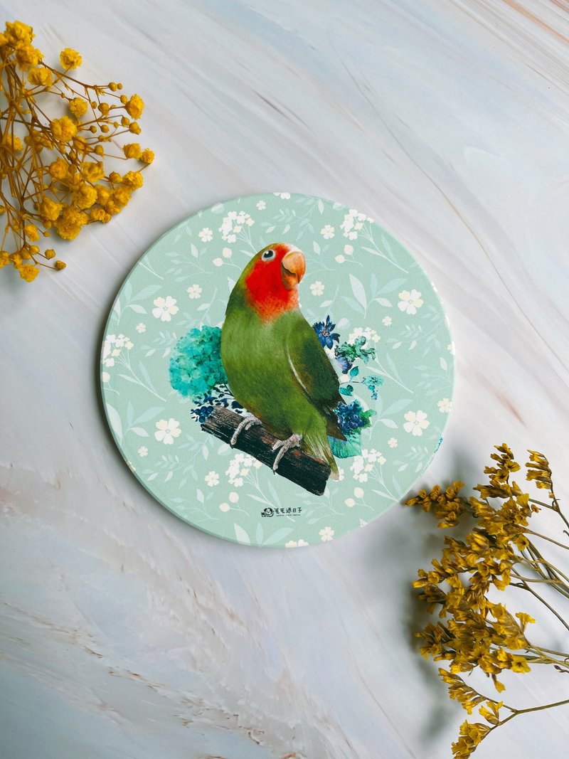 ケッパーリトルオウム-吸収性コースター/珪藻土コースター/珪藻土 - コースター - その他の素材 グリーン