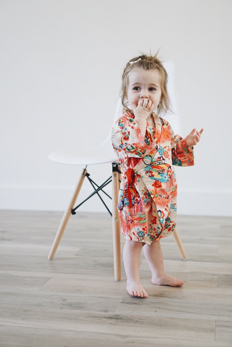 Cute Japanese Cotton Kimono Baby Girl Onesie Romper Hiroko - 其他 - 棉．麻 粉紅色