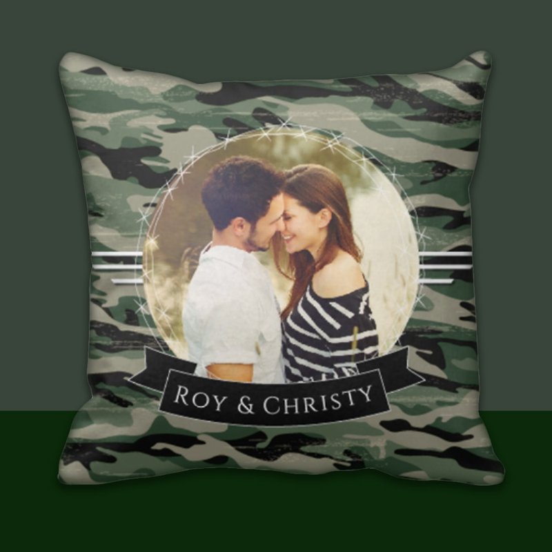 【送男友】客製化抱枕-叢林迷彩相片定製-訂製可以讓你擁抱的 - 枕頭/咕𠱸 - 聚酯纖維 綠色
