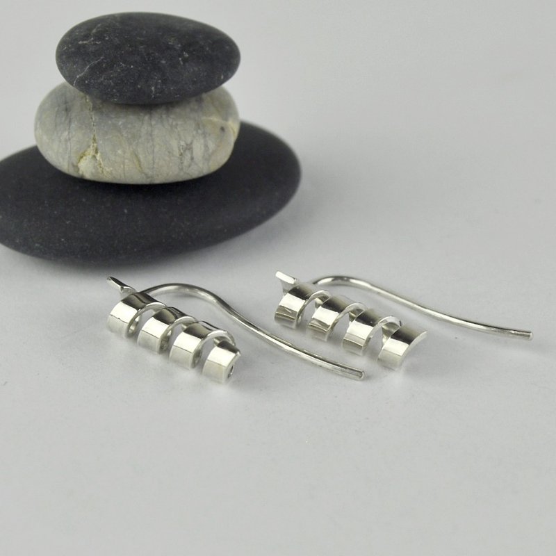 Sterling Silver Spiral Ear Climber - Earrings & Clip-ons - Sterling Silver Silver