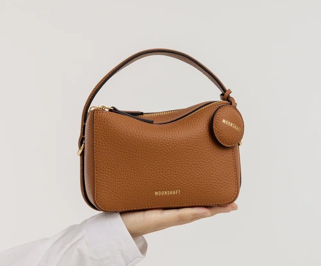 Moonshaft Mini Double Zip Bag Full Grain Cowhide leather