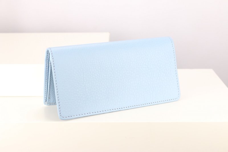 P010 Long Wallet - Sky blue - Genuine leather - 錢包/皮夾/長短夾 - 真皮 藍色