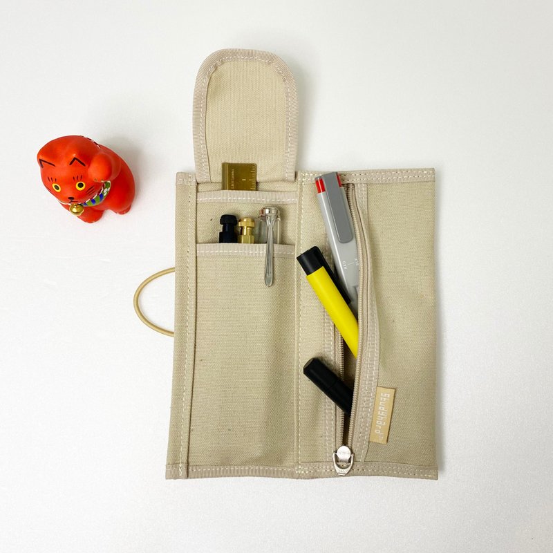 Bi-fold pen case for left-handed people, minimum compact size - Pencil Cases - Cotton & Hemp Khaki