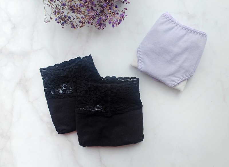 [Hand-in-hand] 2 days and 1 night, three sets of pretty physiological pants, made in Taiwan - ชุดชั้นในผู้หญิง - ผ้าฝ้าย/ผ้าลินิน สีดำ