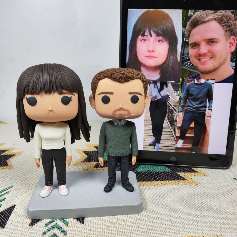 Handmade custom-made American Funko Pop self-portrait dolls for couples, parents, couples, wedding anniversary gifts - ตุ๊กตา - ดินเหนียว หลากหลายสี