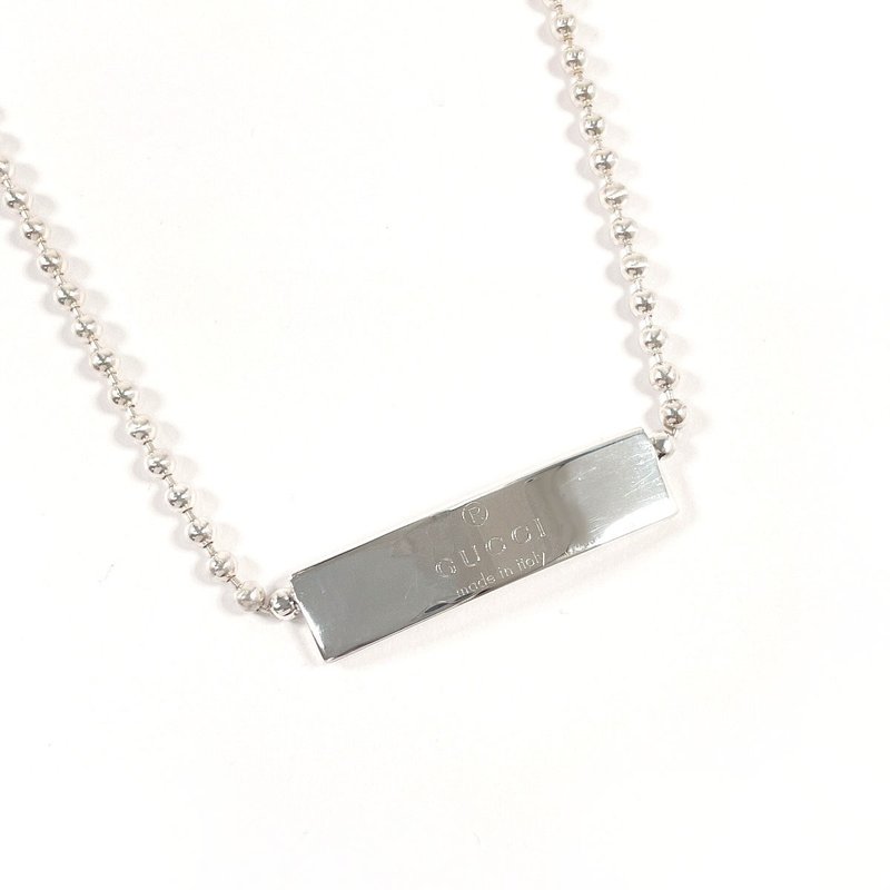 【日本直送 中古美品】グッチ GUCCI チョーカー ネックレス ブレスレット 2WAY  ボールチェーン ロゴプレート - 頸鏈 - 純銀 銀色