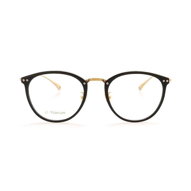 ボストンラウンドグラス│カナダデザイン-ブラックゴールド - 眼鏡・フレーム - 貴金属 ブラック