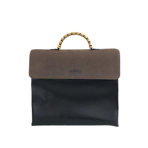 LOEWE ハンドバッグ ベラスケス LOEWE ハンドバッグ ベラスケス レザー黒茶 ヴィンテージ