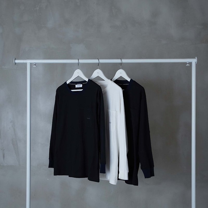 Pure - L/S Pocket T-shirt - เสื้อยืดผู้ชาย - ผ้าฝ้าย/ผ้าลินิน สีดำ
