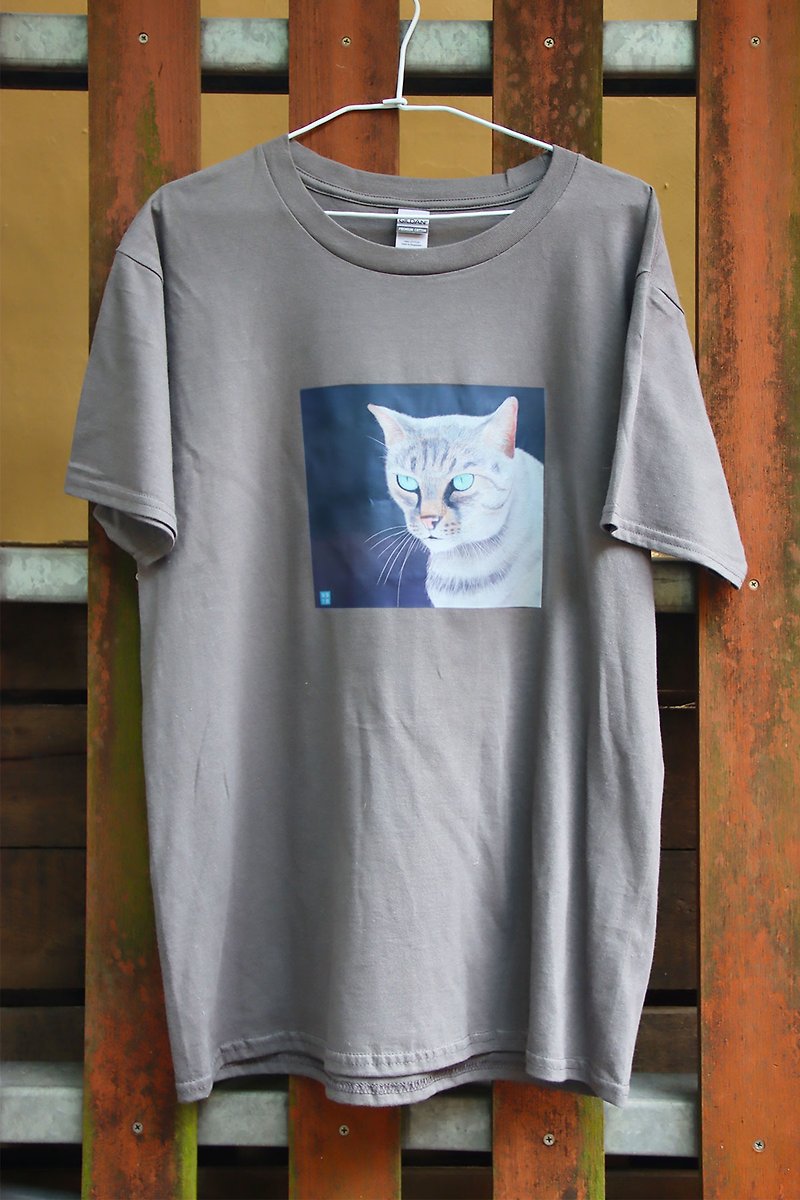 酷貓T恤 中性版型 - T 恤 - 棉．麻 灰色