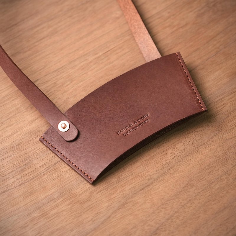 【NS Leather Goods】Environmentally friendly beverage bag, leather eco-friendly cup bag, coffee bag (free printing) - Beverage Holders & Bags - Genuine Leather 