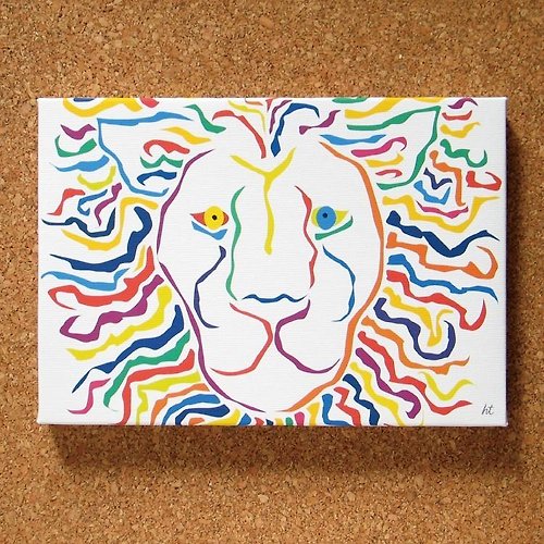 HTA 藝術 海報 繪畫 掛畫 時尚 優雅 獅子 動物 壁貼 創意 色彩 白色
