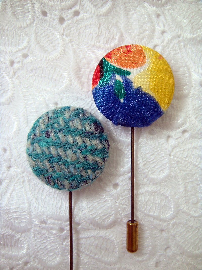 【StUdio】- Cloth specimen series pins_8 - Brooches - Cotton & Hemp Multicolor