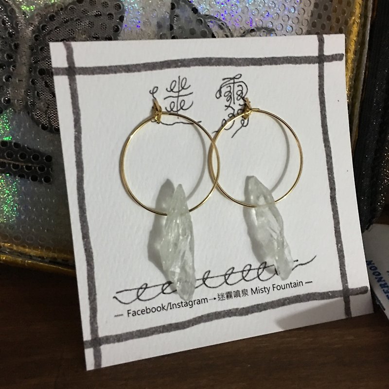Rock Crystal Hoop Earring  - Earrings & Clip-ons - Gemstone Transparent