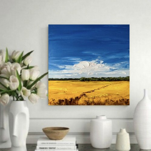 DesignArt Fairy家キャンバス風景画油彩画プリント、イエロー 36x28