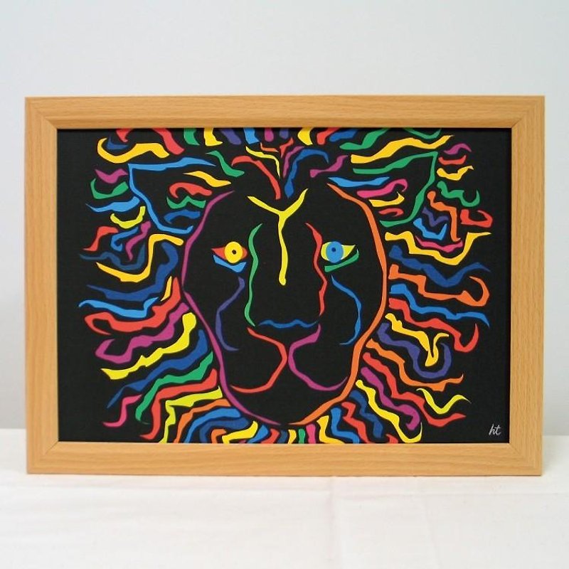 Painting illustrations Art Lion Lion LION black A4-k02 - Posters - Paper Multicolor