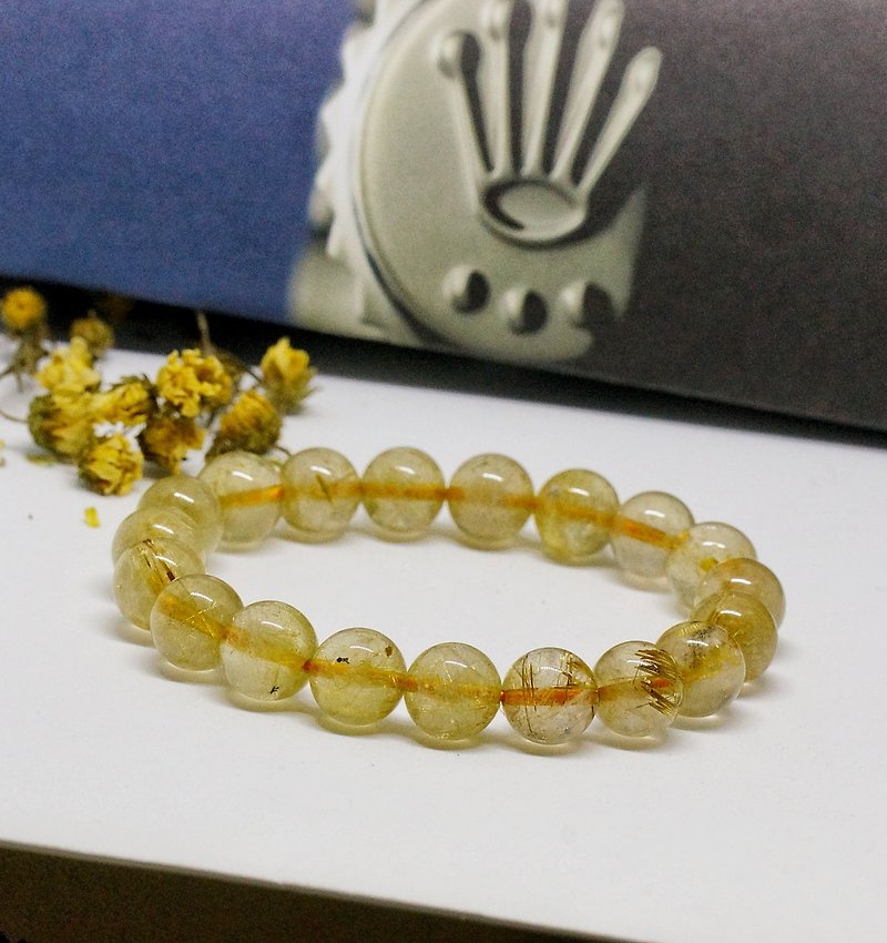 Gold Rutilated Quartz 10.5mm Bracelet - Bracelets - Crystal 