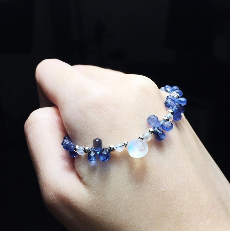 MH sterling silver natural stone custom series _ blue wind chime _ blue crystal stone _ moonstone - Bracelets - Semi-Precious Stones Blue