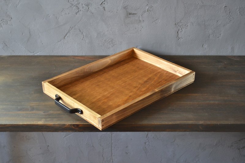 0310mito 日本產檜木咖啡托盤 L尺寸 黑色鐵製把手 - 其他家具 - 木頭 咖啡色