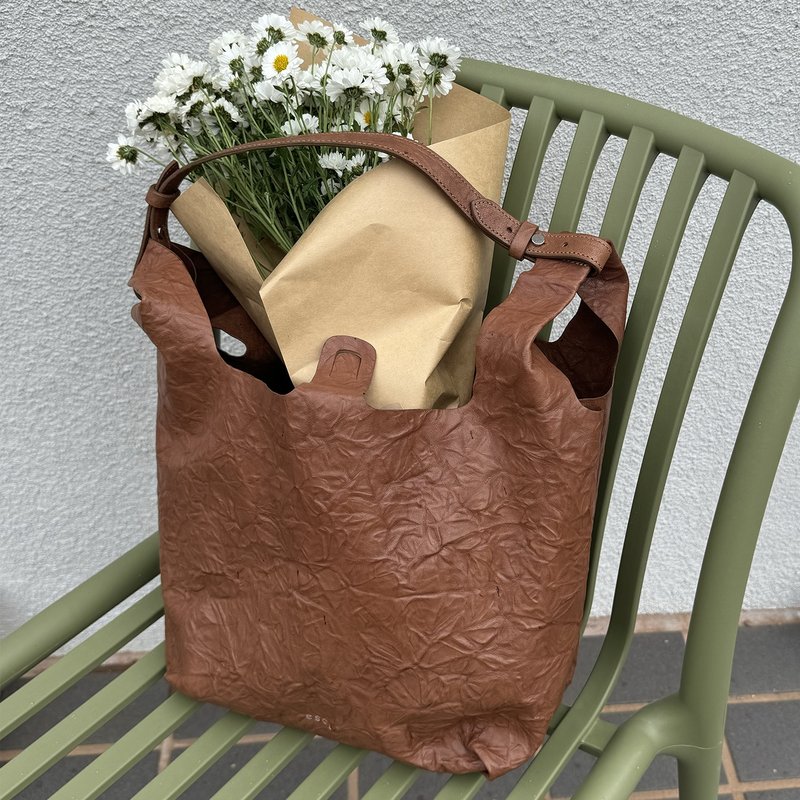 Usual Bag M_ Brown_Sheep Crinkle_Shoulder&Crossbody bag  high quality - 手提包/手提袋 - 真皮 