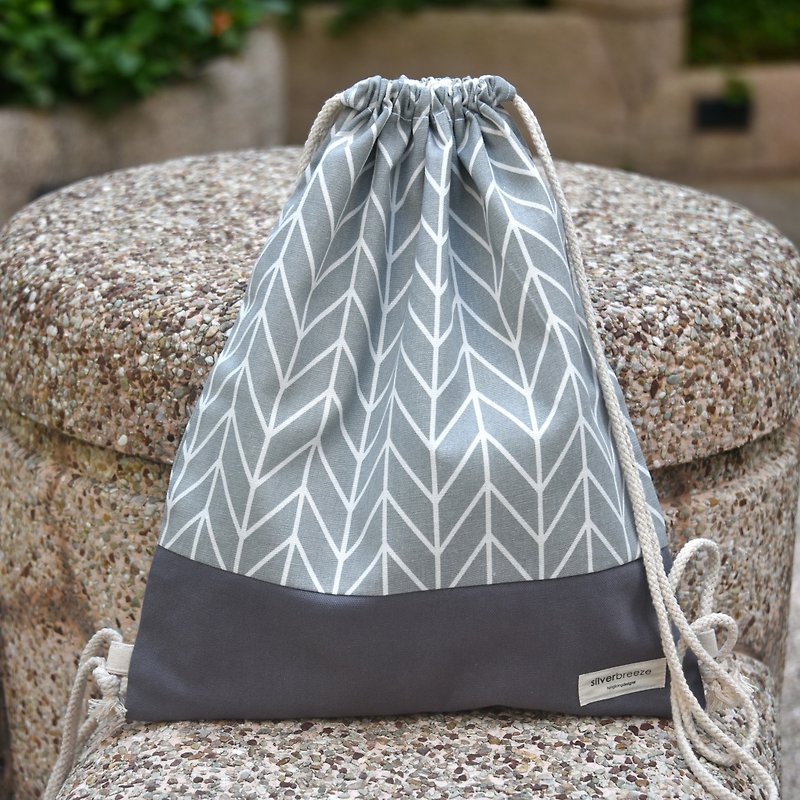 Silverbreeze ~ Behind the Backpack ~ (B103) - Drawstring Bags - Cotton & Hemp Gray