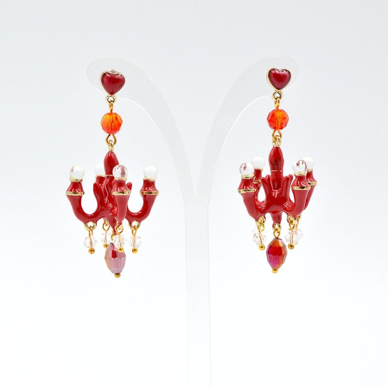 TIMBEE LO Fire Red Signature Style Mini Chandelier Earrings Seven Color Rainbow Multicolor Selection - ต่างหู - โลหะ 