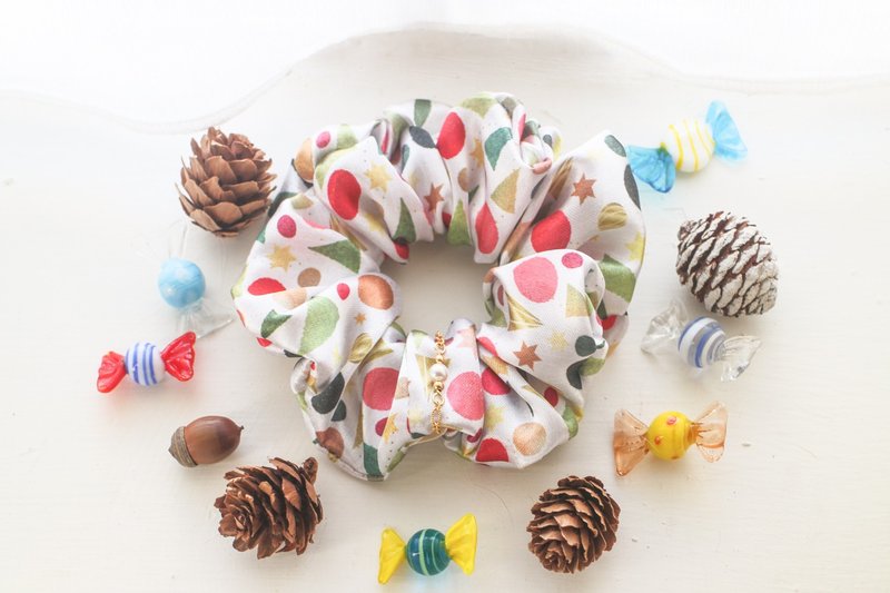 甜蜜禮讚－白晝∣原創印花設計手工【大腸髮圈】聖誕飾品 - 髮夾/髮圈 - 聚酯纖維 多色