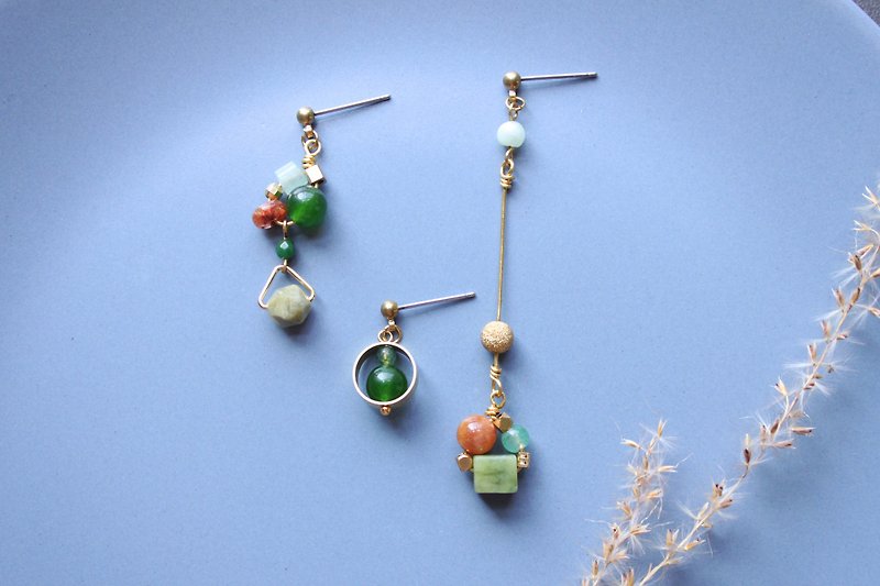 Silence - earring  clip-on earring - Earrings & Clip-ons - Stone Green