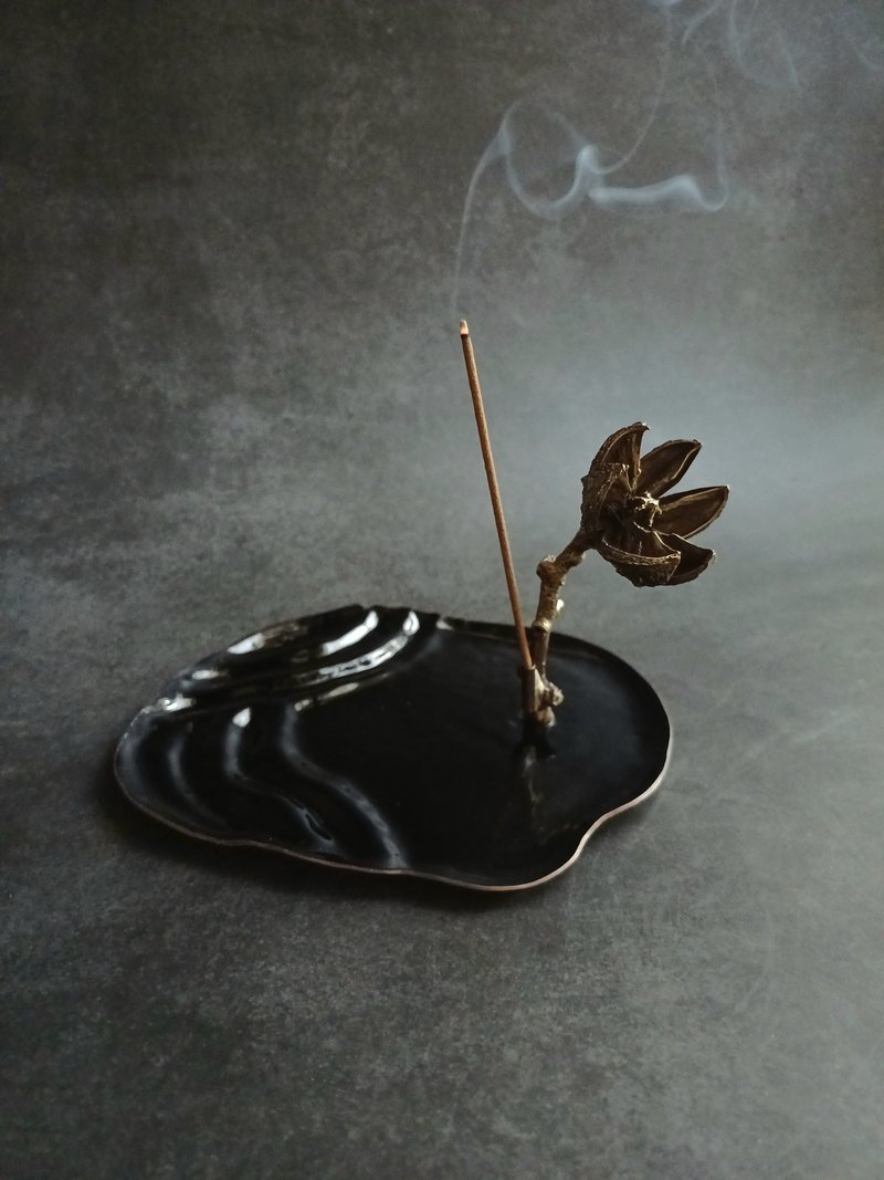 Handmade Enamel Incense Incense Holder [Summer Solstice - One Flower One World] - อื่นๆ - โลหะ สีดำ