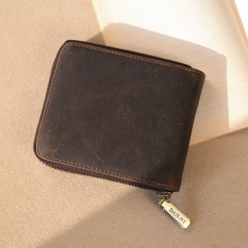 Crazy horse leather short clip dark coffee - Wallets - Genuine Leather 