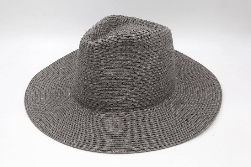 [Paper Home] Large brim gentleman hat (gray) paper thread weaving - Hats & Caps - Paper Gray