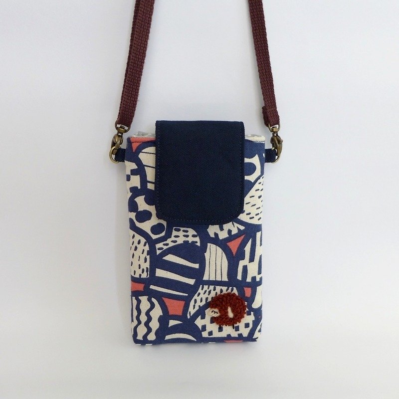 Embroidered sheep mobile phone bag - [foundation Picasso mushroom] (with strap) - อื่นๆ - ผ้าฝ้าย/ผ้าลินิน 