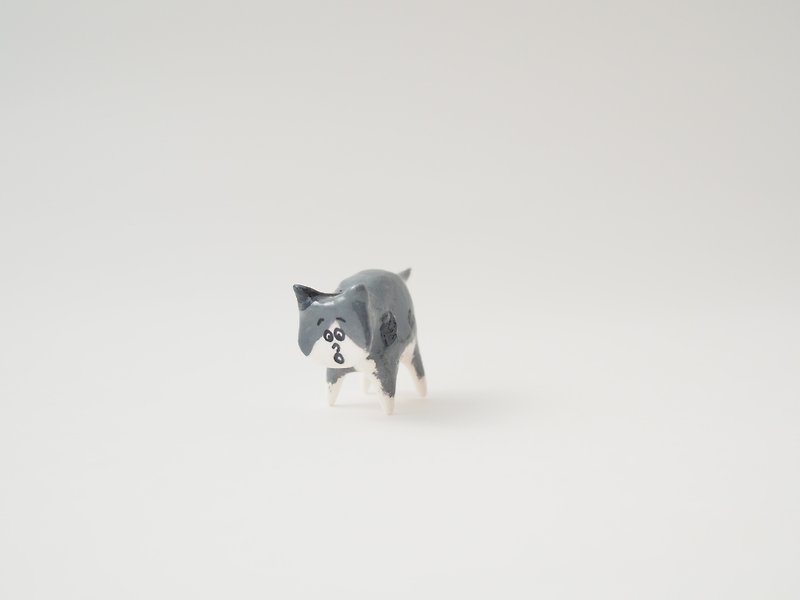 Mini gray house cat2 - ของวางตกแต่ง - กระดาษ สีเทา