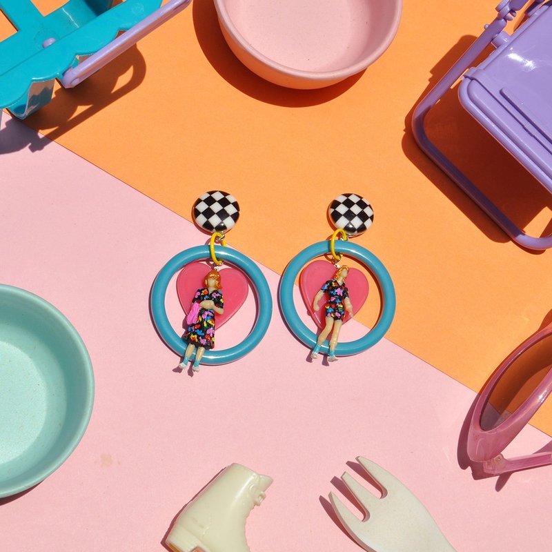 80s retro villain earrings/ Acrylic earrings - ต่างหู - อะคริลิค 