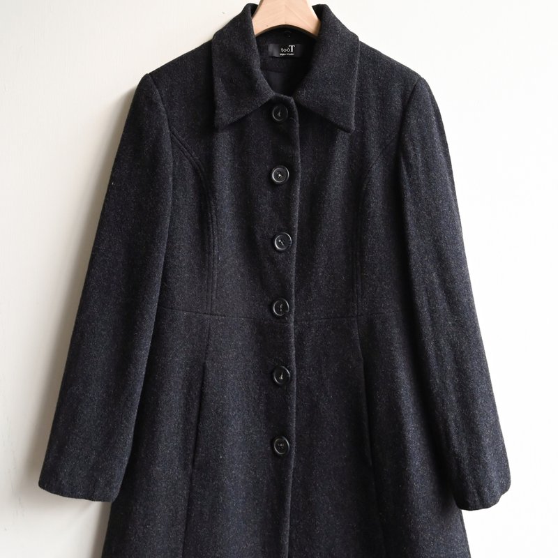 【蛋植物古著】昭和百景傘狀毛料古著大衣 - 女大衣/外套 - 羊毛 