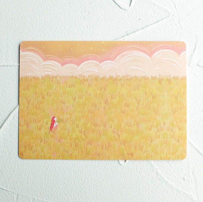 Pink Maiden in the Rice Field | Postcard - การ์ด/โปสการ์ด - กระดาษ สีส้ม