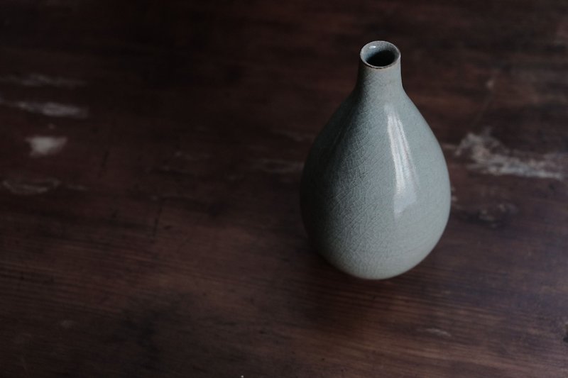 花器 l 玻璃彈珠釉 大水滴 花瓶 - 花瓶/陶器 - 陶 綠色
